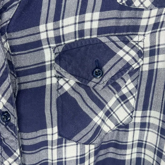 Rails Kendra Plaid Flannel Button Front Shirt Chambray Lined in Indigo sz M - Picture 6 of 14